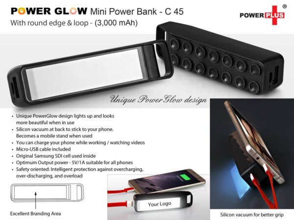 Power Glow Round edge Mini power bank with