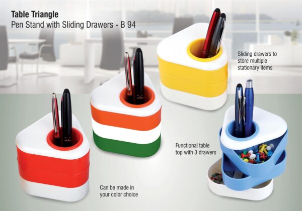 Table triangle - Pen stand with drawers as corporate gift in Bangalore