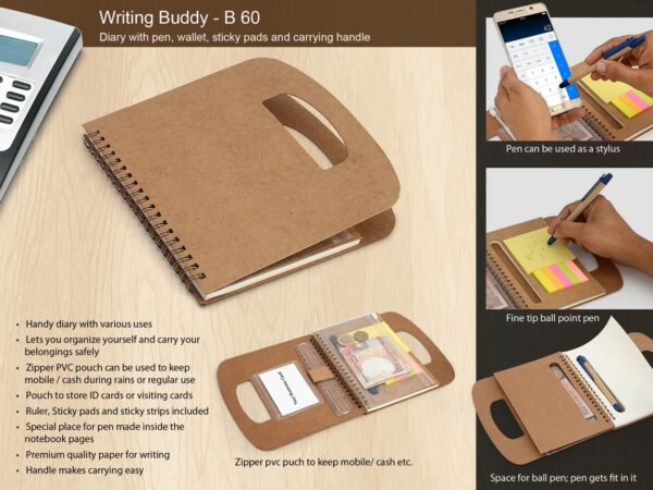 Writing buddy Diary with pen wallet
