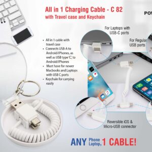 All in 1 charging cable with travel case and keychain