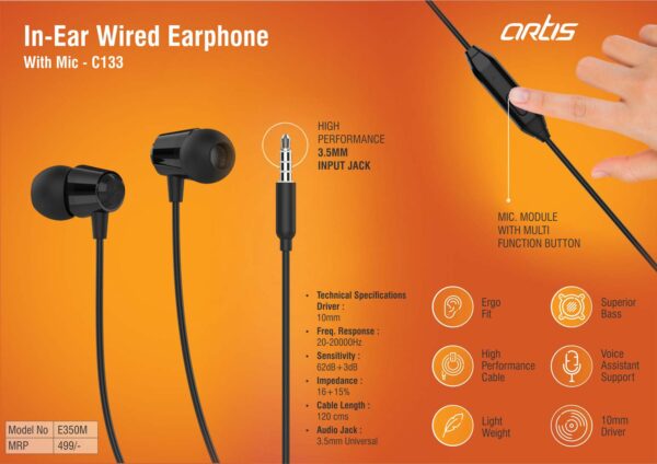 Artis In-Ear Wired Earphone With Mic