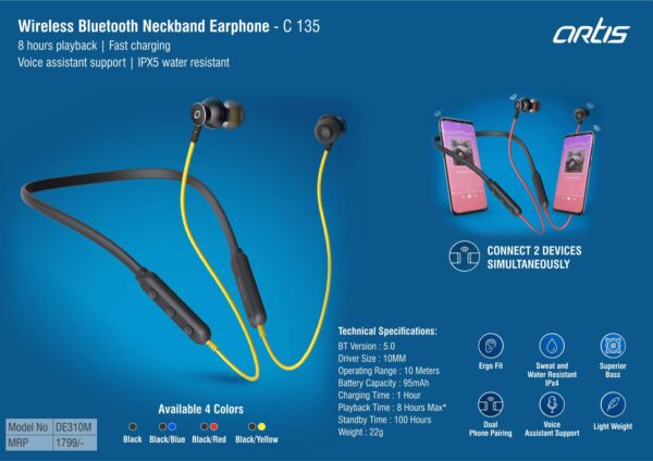 Artis Wireless Bluetooth Neckband Earphone