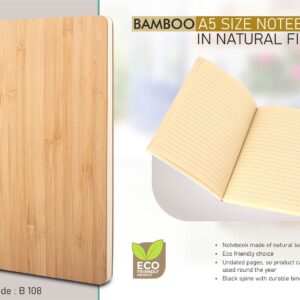Bamboo A5 size notebook in natural finish