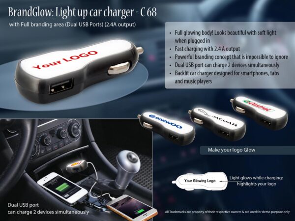 Brand Glow Light up car charger