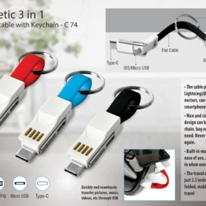 Magnetic 3 in 1 charging cable with Keychain Employee Gift ideas in Bangalore