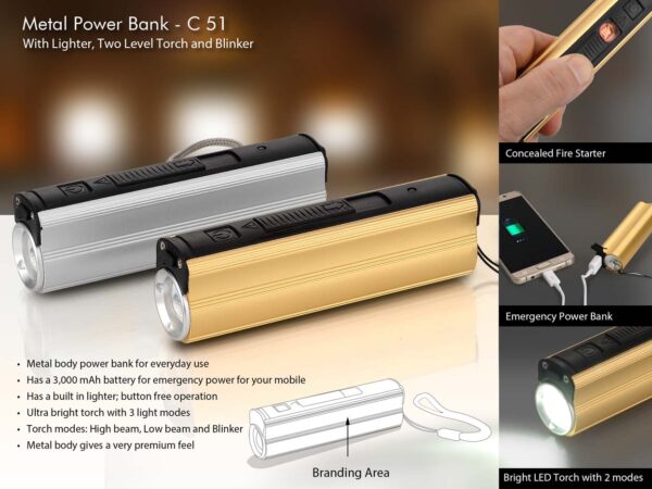 Metal Power bank with Lighter