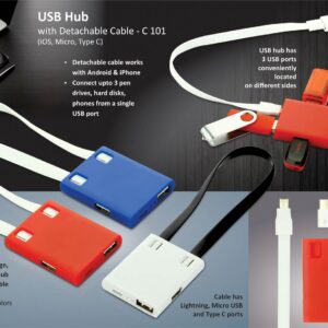 USB Hub with detachable cable