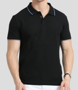 NAVY BLUE POLO WITH WHITE AND ROYAL BLUE TIPPING