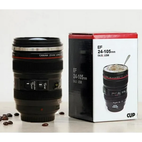 2 pck 350 ml Caniam Camera Lens Travel Mug Lens Cup Tea Mug Black