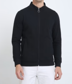 Caslay Sustainable Highneck Zipper Jacket - Black