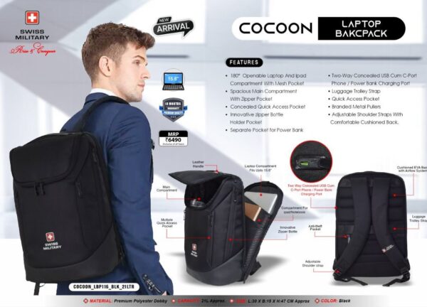 Swiss Military Cocoon Backpack for Business Gifts Bangalore