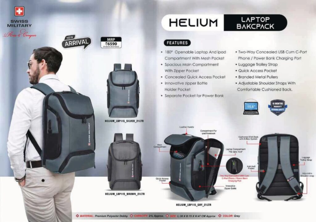 Swiss Military - Helium | Premium Backpacks for Gifting Bangalore