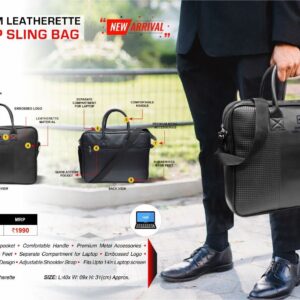 Swiss Military Black leatherette laptop bags for gifting in Bangalore