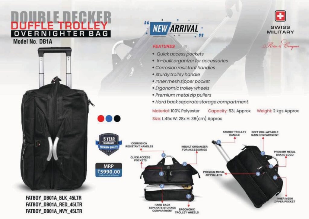 Swiss Military - Duffle Trolley Bags for Corporate Events Bangalore