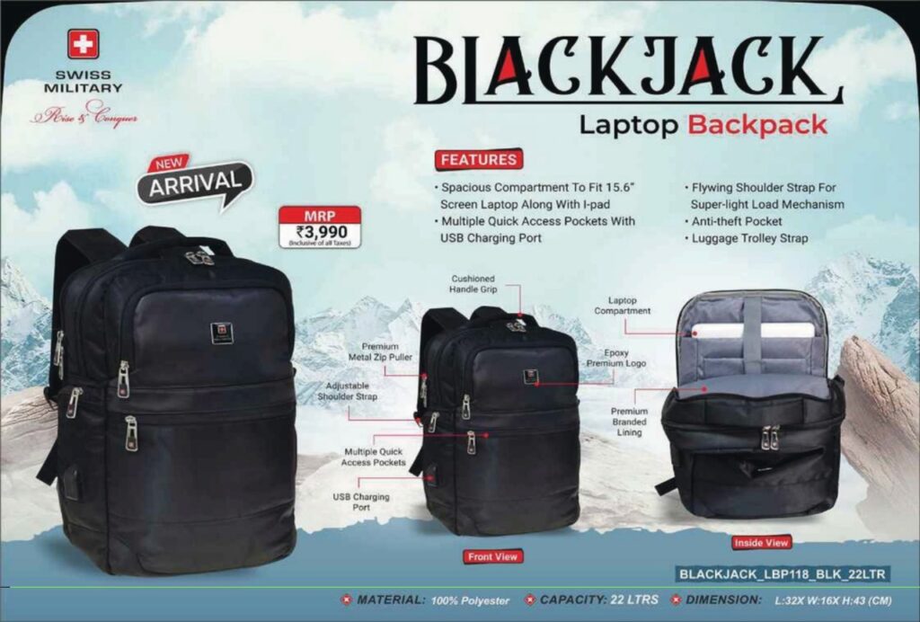 Swiss Military Laptop Backpack for Corporate Clients Bangalore