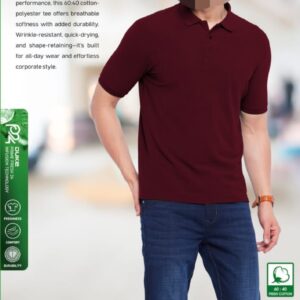 Duke Urban iP80 Smart Polo Tee in wine color, premium cotton blend corporate t-shirt for men, ideal for office wear and gifting in Bangalore