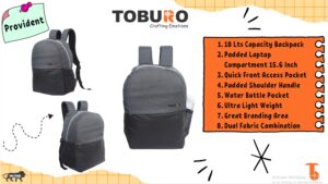 Toburo 18L Dual Fabric Corporate Backpack with Laptop Compartment – Ideal for Gifting in Bangalore