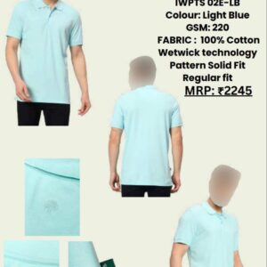 Woodland IWPTS 02E-LB Light Blue Cotton Polo T-Shirt – 100% Cotton, Regular Fit, Wetwick Technology, Ideal for Corporate Gifting
