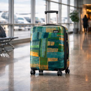 Amorah Trolley Bag premium corporate offsite travel bag with spinner wheels at airport terminal