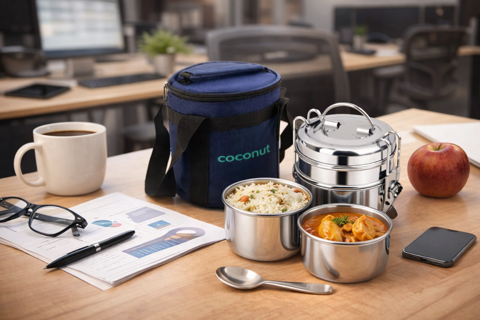 Corporate Lunch Set – HR onboarding gift kits stainless steel lunch box with insulated carry bag